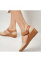 Amber Ankle Velcro Beige Brown Genuine Leather Women's Casual Shoes – Rubber Platform Sole - 2