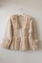 Italian Beige Fur Collar Long Sleeve Snap Collar Wool Knitwear Coat with Fur Detail on Skirt and Sleeve Ends 68 60 - 2
