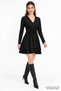 V-Neck Gathered Waist Layered Flounce Mini Dress