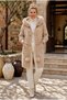 Italian Beige Hooded Long Sleeve Snap Fastener Thick Belted Fur Collar Wool Knitwear Coat 100 60 - 6