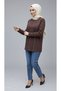 Women's Middle-Aged and Older Women's Crew-Neck Lycra Tricot Blouse with Stone Accents on the Sides - 3