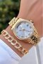 Gold Color - Women's Wristwatch with Calendar and Day Display - Waterproof - Comes with Bracelet Gift - 2