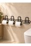 No-Drill Mounted Toilet Paper Holder Black Metal Adhesive Bathroom Paper Holder Set of 4 - 3