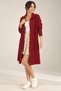 Women's High Collar Gold Buttoned Ribbed Sleeve Angora Soft Long Cardigan - 3