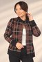 Women's Plaid Patterned Acrylic Knitwear Cardigan with Buttoned Front Pockets - 2