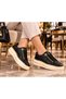 Women's Stylish Gold Striped Thick Sole Casual Shoes - 6