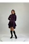 Women's Plum High-Neck Suede Look Asymmetric Mini Length Belted Dress Nbmy4180