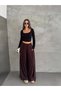 Women's Wide-Lette Pants with Pleated Details in Sandy Fabric, Tesettür Palazzo Pants - 6