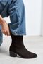 Benda Bitter Brown Suede Leather Zippered Pointed Toe Thick Heel Women's Cowboy Boots - 3