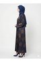 Rizqé Midnight Navy & Gold Floral Satin Kimono Abaya Set - 2