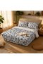 Blue Floral Watercolour Double Bed Sheet Set with 2 Pillow Covers - 3