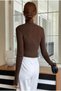 Acı Kahve Premium Cotton Turtleneck Camisole Shawl Collar Slimfit High Neck Sweater - 5