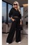 Foldable Detailed 3-Thread Wide Leg Relaxed Fit Sweatpants