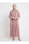 Rizqé Rose Dust Pink Embellished Sheer Kimono Abaya Set - 2