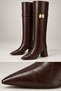 Crovely Women's Boots with Detachable Apparatus, Dust Cover Detail, Gold Buckle, Zipper, Crocodile Pattern - 8