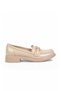 Beige Shiny Buckle Stylish Comfortable Loafer Women's Classic Casual Shoes Pc-56064