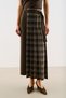 Pleated Square Patterned Belted Skirt Brown - 7