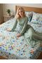 King Size Flat Bedsheet Set, Light Blue Multicolor Botanical Floral Print, 260x240 cm, with 2 Pillowcases 50x75 cm - 5
