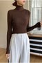 Acı Kahve Premium Cotton Turtleneck Camisole Shawl Collar Slimfit High Neck Sweater - 3