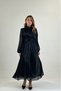 Women's Black High-Necked Stone-Detailed Draped Midi-Length Tulle Dress Nbmy4206 - 3