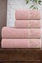 Yonca 4-Piece Bath Towel Set - Hand and Face Towels - Dowry - Gift 100% Cotton