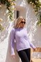 Women's lilac plush feather beard detailed zero neck slit sweater - 2
