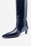 Alverton Navy Blue Leather Belted Women's Short Heeled Boots - 8