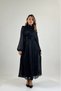 Women's Black High-Necked Stone-Detailed Draped Midi-Length Tulle Dress Nbmy4206