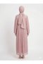 Rizqé Rose Dust Pink Embellished Sheer Kimono Abaya Set - 4