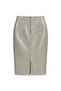 Crocodile Textured Genuine Leather Pencil Skirt - 6