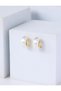 Gold Color Half Hoop Earrings with Enamel Detail