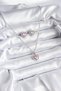 316L Steel Chain Silver Color Pink Zircon Stone Model Women's Necklace Earring Set - 2