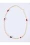 Gold Color Crystal Bead Detailed Chain Necklace