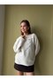 Women's Stone Embellished Wide Collar Long Sleeve Sweater - 2