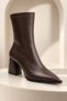 Velora Women's Pointed Toe Thick Heeled Zippered Boots