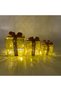Christmas Ornament Lighted Gift Package with Red Bow, Gold Set of 3 - 3