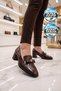 Thick Heeled Bowknot Stylish Brown Women's Classic Heeled Shoes Pc-56189 - 4