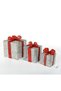 Christmas Ornament Lighted Gift Package with Red Bow Silver Set of 3 - 3