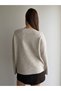 Women's Stone Embellished Wide Collar Long Sleeve Sweater - 3