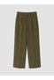 Özmarka New Season Khaki Pleated Women's Fabric Trousers