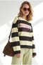 Women's Brown Yellow Thick Striped Printed Thick Non-Padded Sweatshirt Swt-19000823 - 5
