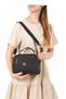 Women's Black Hand and Shoulder Bag with Three Compartments and Black and Coffee Color + Wallet Card Holder - 3