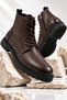 Di̇ara Genuine Leather Men's Casual Winter Boots with Laces and Zipper