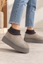 Suede Ultra Mini Platform Knitted Sole Boots with Plush Fur Inside - 7