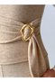 Women's Accessory Belt Detailed Blouse and Palazzo Trousers Soft Beige Melange Set - 6