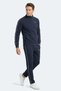 Slim Fit Tracksuit Set Men's Comfortable Modern Casual Sports Use Navy Blue Tracksuit Set - 6