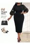 Rochie midi, negru - 7
