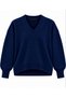 New Season Women's V-Neck Soft Textured Oversize Knitwear Sweater – Comfortable Fit, Long Sleeves, Long Back - 4