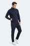 Slim Fit Tracksuit Set Men's Comfortable Modern Casual Sports Use Navy Blue Tracksuit Set - 5