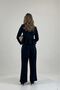 Women's Black Front Embroidered Button Detailed Flared Jacket and Pants Set Nbmy4189 - 6